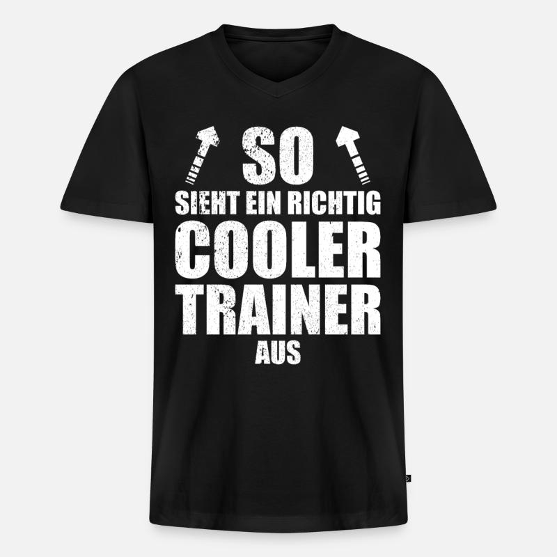 Trainer, trainerin, mannschaft, erste mannschaft, - Männer Premium Bio T-Shirt mit V-Ausschnitt - Schwarz