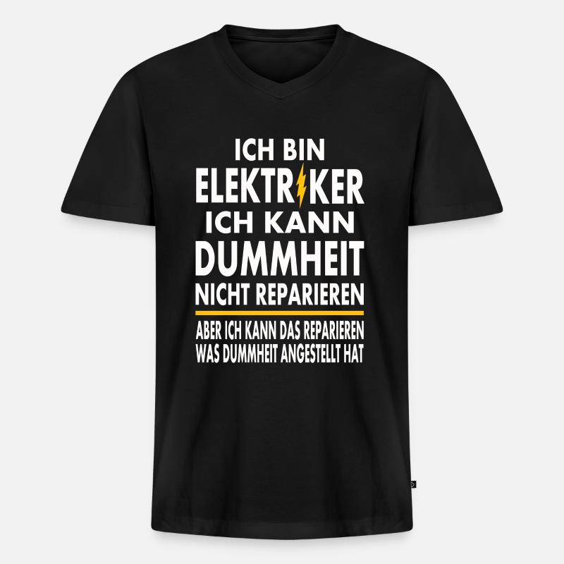 Ich bin Elektriker - Männer Premium Bio T-Shirt mit V-Ausschnitt - Schwarz