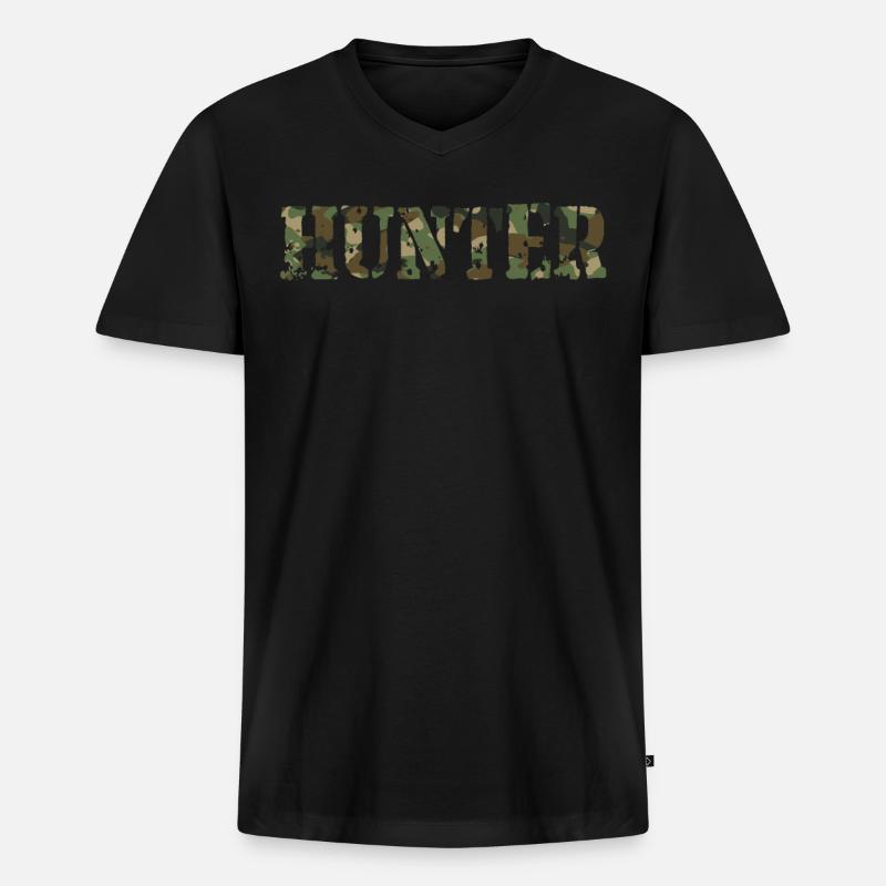 Jäger - Männer Premium Bio T-Shirt mit V-Ausschnitt - Schwarz