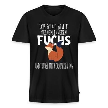 Lustige Fuchs Sprüche - Männer Premium Bio T-Shirt mit V-Ausschnitt - Schwarz - Vorne - Nico (187cm)