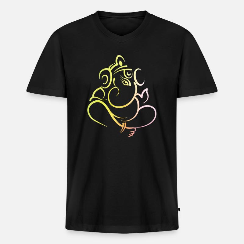 Ganesh indischer Elfefantengott - Männer Premium Bio T-Shirt mit V-Ausschnitt - Schwarz