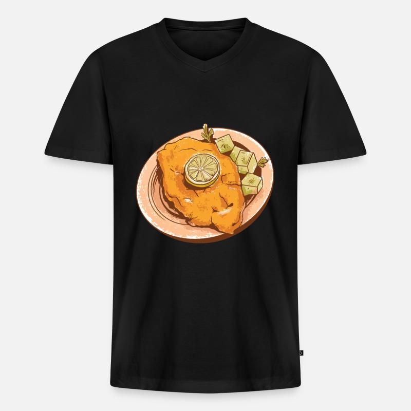 Wiener Schnitzel - Männer Premium Bio T-Shirt mit V-Ausschnitt - Schwarz