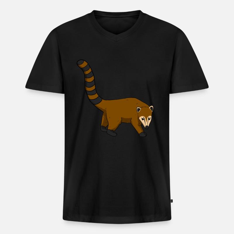 Nasenbär - Männer Premium Bio T-Shirt mit V-Ausschnitt - Schwarz