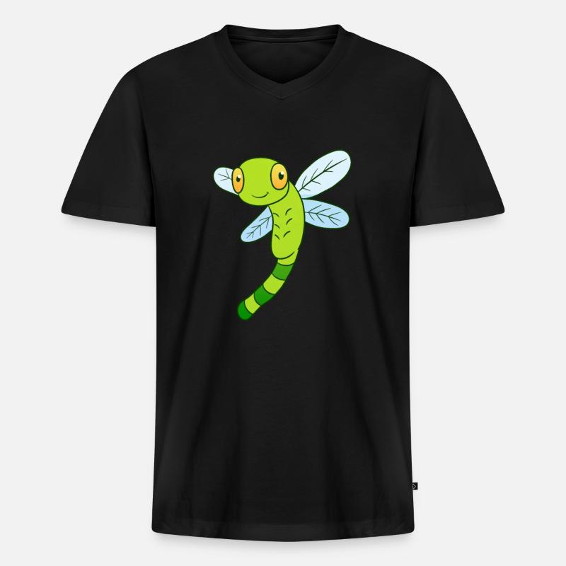 Libelle - Männer Premium Bio T-Shirt mit V-Ausschnitt - Schwarz