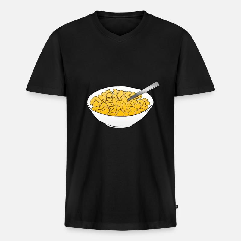 Cornflakes - Männer Premium Bio T-Shirt mit V-Ausschnitt - Schwarz