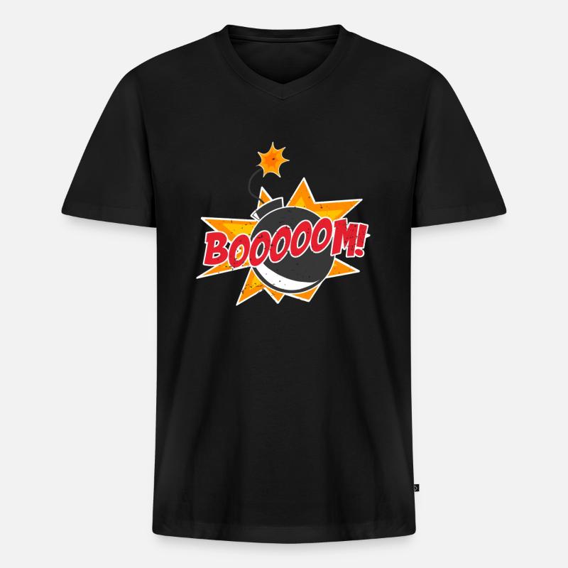 Comic Comics Manga - Männer Premium Bio T-Shirt mit V-Ausschnitt - Schwarz