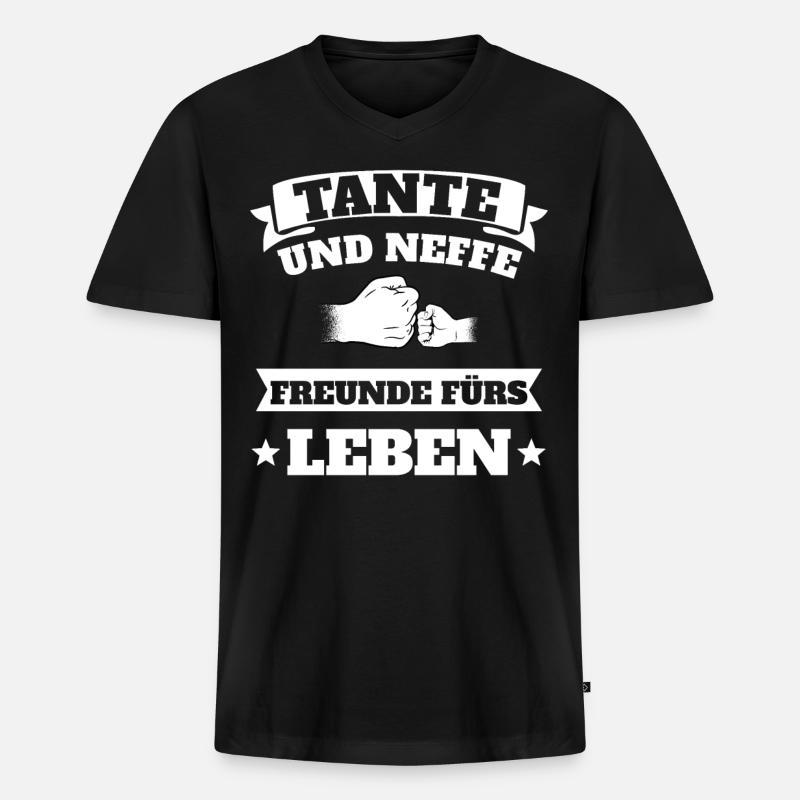 Tante und Neffe Geschenkidee - Männer Premium Bio T-Shirt mit V-Ausschnitt - Schwarz