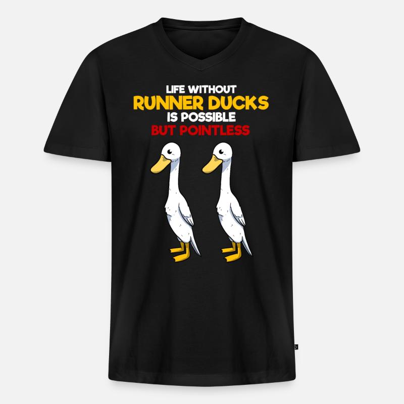 Canard en cours d'exécution - T-shirt encolure en V Premium bio Homme - noir