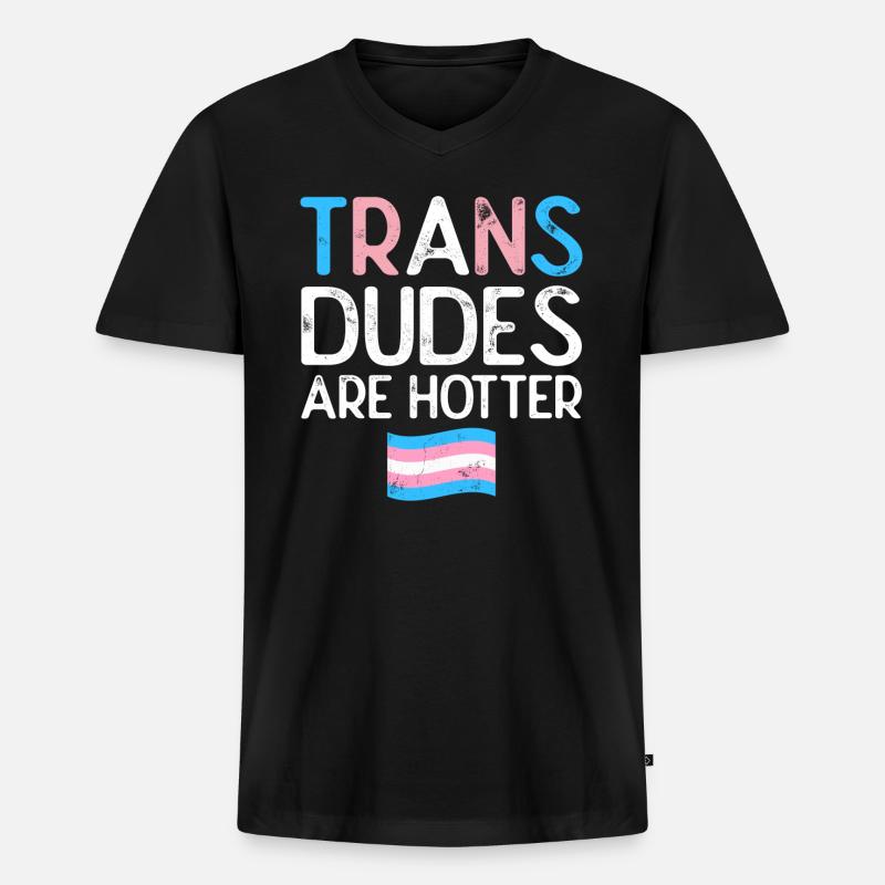 Transgender - Männer Premium Bio T-Shirt mit V-Ausschnitt - Schwarz