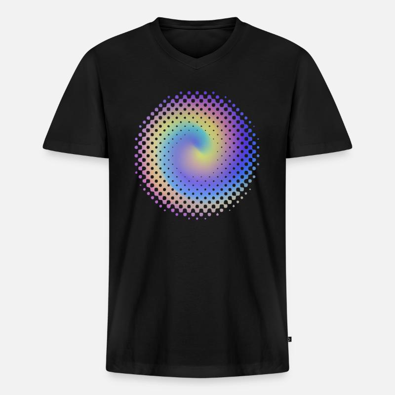 Punktmuster bunter Wirbel - Männer Premium Bio T-Shirt mit V-Ausschnitt - Schwarz