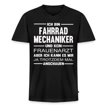Fahrradmechaniker Zweiradmechaniker Geschenkidee - Männer Premium Bio T-Shirt mit V-Ausschnitt - Schwarz - Vorne - Nico (187cm)