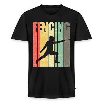 Lustige Fechtsport Fechten Fechter Degenkampf - Männer Premium Bio T-Shirt mit V-Ausschnitt - Schwarz - Vorne - Nico (187cm)