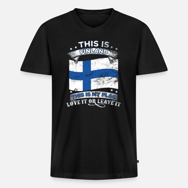 FINNLAND - Männer Premium Bio T-Shirt mit V-Ausschnitt - Schwarz