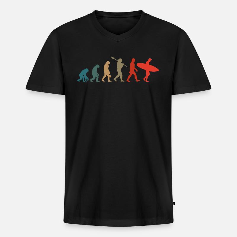 Évolution du surfeur - T-shirt encolure en V Premium bio Homme - noir