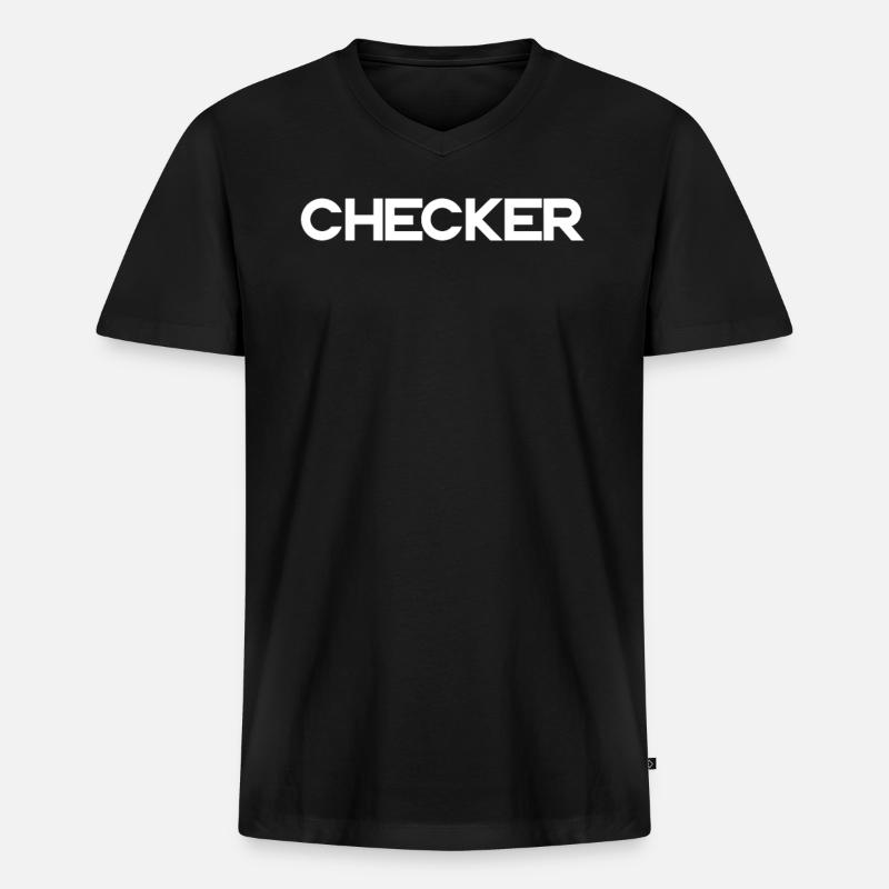 Checker - Männer Premium Bio T-Shirt mit V-Ausschnitt - Schwarz
