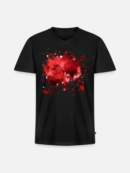 Speckled red spot - Men's Premium Organic T-shirt with V-neck - black