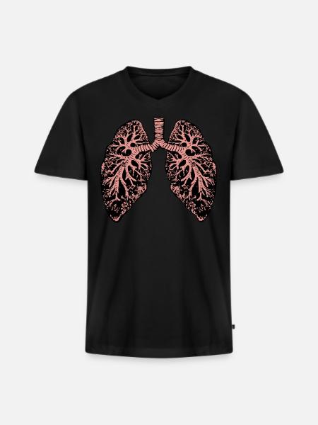 Lungs drawing anatomy - Men's Premium Organic T-shirt with V-neck - black