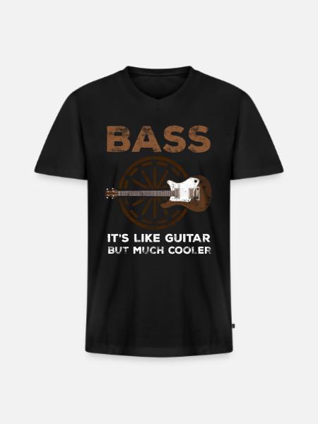 Bass guitar cool bass player bass player musician - Men's Premium Organic T-shirt with V-neck - black