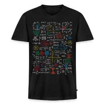 Formules mathématiques drôles de professeur de mathématiques - T-shirt encolure en V Premium bio Homme - noir - Devant - Nico (187cm)