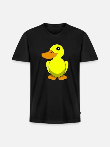 Eend badeend geel kinderen - Mannen Premium Bio T-shirt met V-hals - zwart