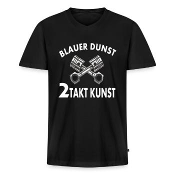 Blauer Dunst 2 Takt Kunst - Männer Premium Bio T-Shirt mit V-Ausschnitt - Schwarz - Vorne - Nico (187cm)