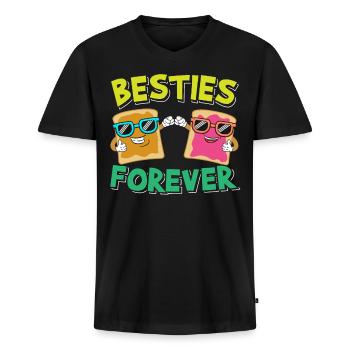 Besties Forever Best Friends PB & Jelly - T-shirt encolure en V Premium bio Homme - noir - Devant - Nico (187cm)