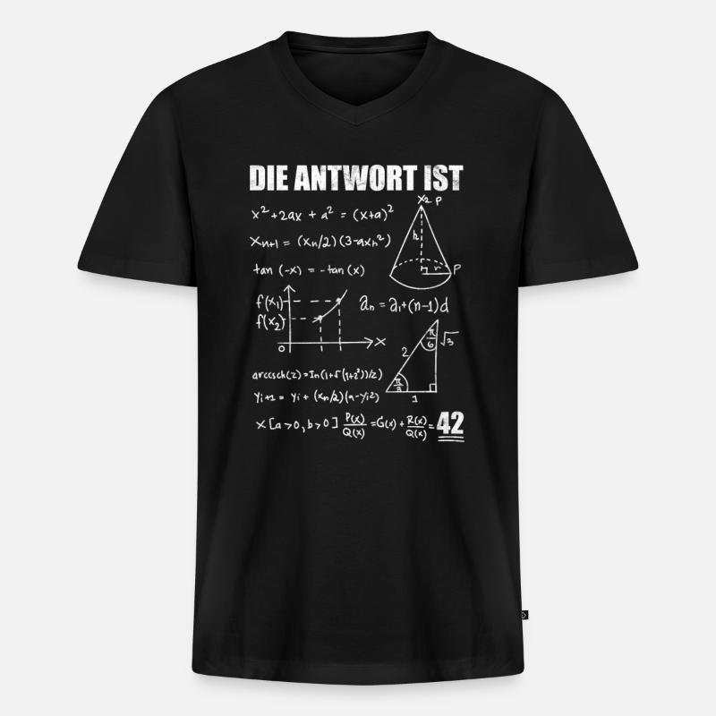Die Antwort ist 42 - Männer Premium Bio T-Shirt mit V-Ausschnitt - Schwarz