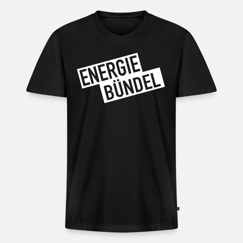Energie Bündel - Männer Premium Bio T-Shirt mit V-Ausschnitt - Schwarz