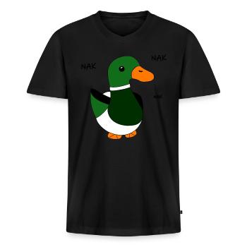 Duck kids cute animal motif - Men's Premium Organic T-shirt with V-neck - black - Front - Nico (187cm)