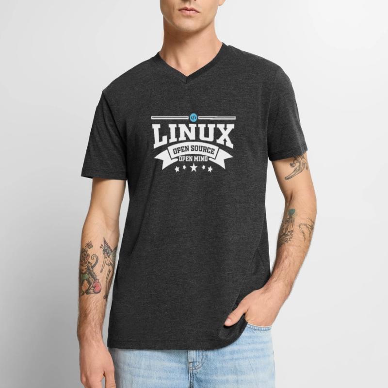Logiciel Linux système d'exploitation informatique T-shirt encolure en V Premium bio Homme