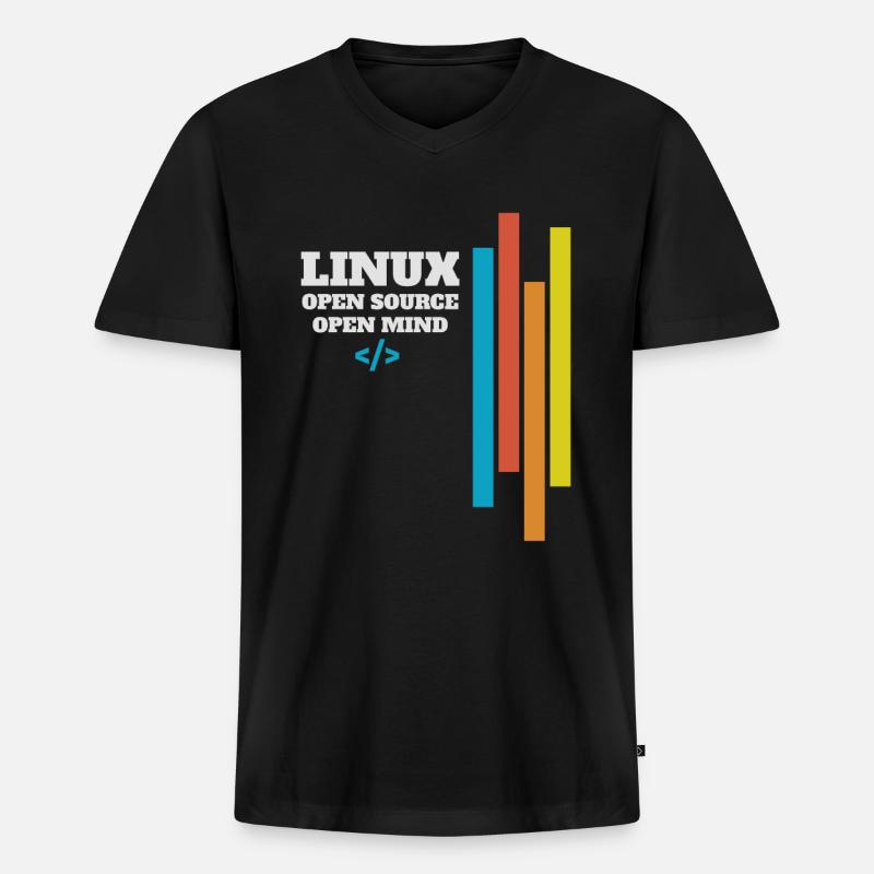 Cadeau d'administrateur de programmeur Linux - T-shirt encolure en V Premium bio Homme - noir