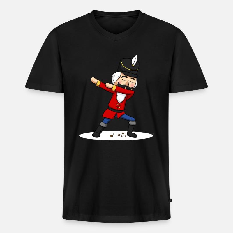 Dabbing Nutcracker - Männer Premium Bio T-Shirt mit V-Ausschnitt - Schwarz