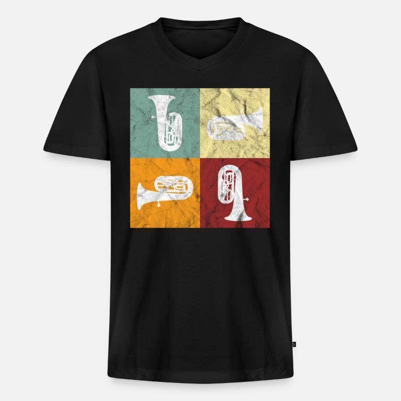 Tuba - Männer Premium Bio T-Shirt mit V-Ausschnitt - Schwarz