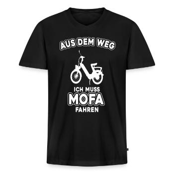Mofa Moped Geschenkidee - Männer Premium Bio T-Shirt mit V-Ausschnitt - Schwarz - Vorne - Nico (187cm)