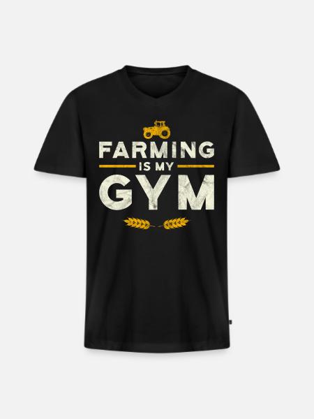 Agriculture is my gym - Men's Premium Organic T-shirt with V-neck - black