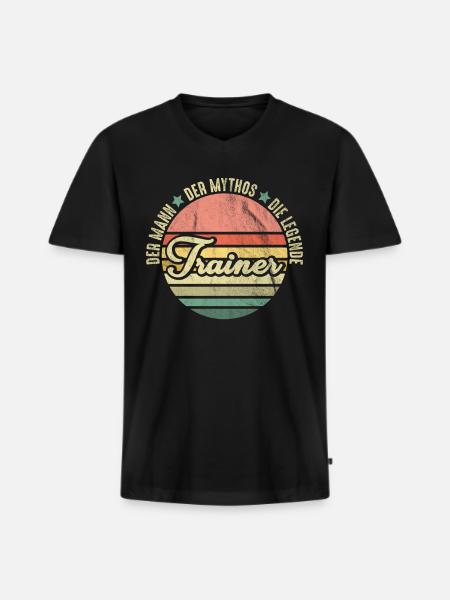 Trainer - Männer Premium Bio T-Shirt mit V-Ausschnitt - Schwarz