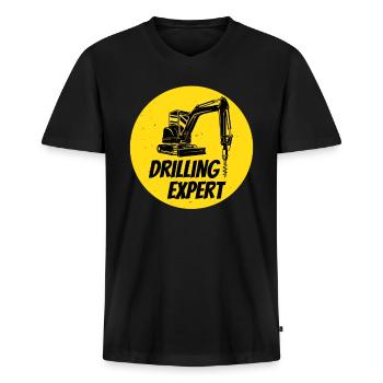 Drilling expert drilling machine construction site construction worker - Men's Premium Organic T-shirt with V-neck - black - Front - Nico (187cm)