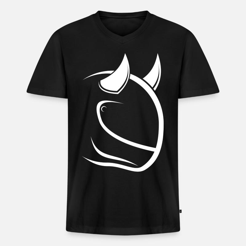 Biker Devil - Männer Premium Bio T-Shirt mit V-Ausschnitt - Schwarz