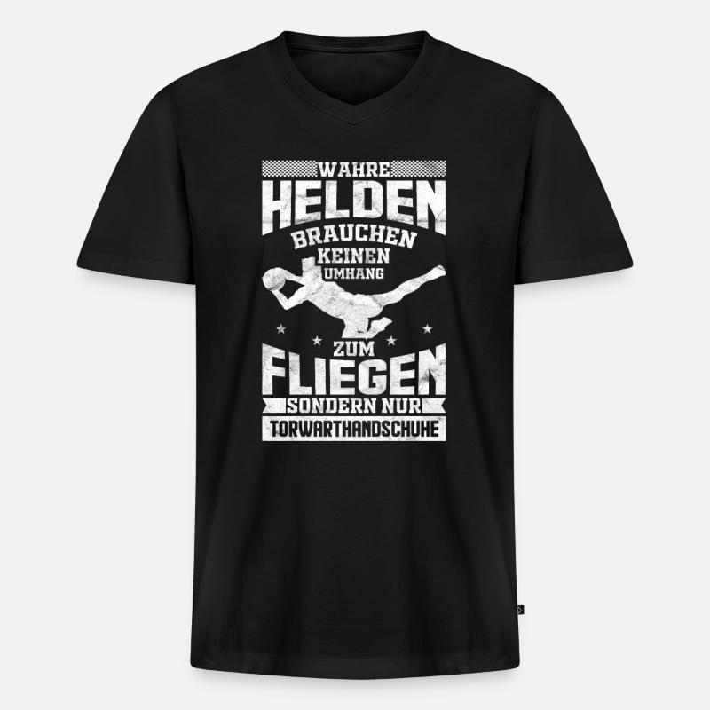 Torwart Torhüter Keeper - Männer Premium Bio T-Shirt mit V-Ausschnitt - Schwarz