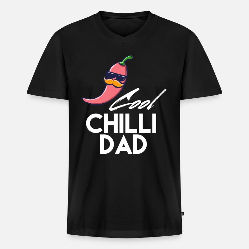 Chilli Spruch Papa - Männer Premium Bio T-Shirt mit V-Ausschnitt - Schwarz