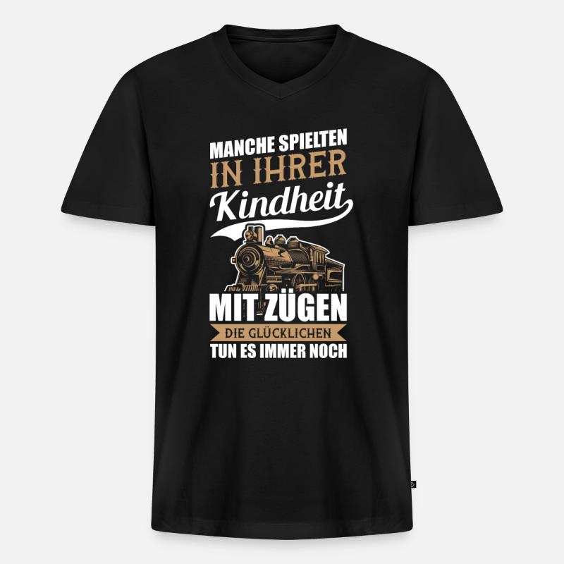 Eisenbahner Modellbauer Modellbau Geschenk - Männer Premium Bio T-Shirt mit V-Ausschnitt - Schwarz