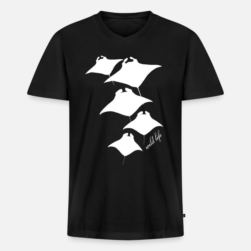 Rochen Wildlife - Männer Premium Bio T-Shirt mit V-Ausschnitt - Schwarz