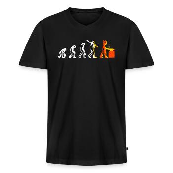 Cadeau de soudeur de métier de métallurgiste Evolution - T-shirt encolure en V Premium bio Homme - noir - Devant - Nico (187cm)