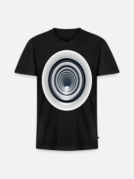 Effetto vortice 3D con vortice / vortice effetto 3D - Maglietta ecologica premium da uomo con scollo a V - nero