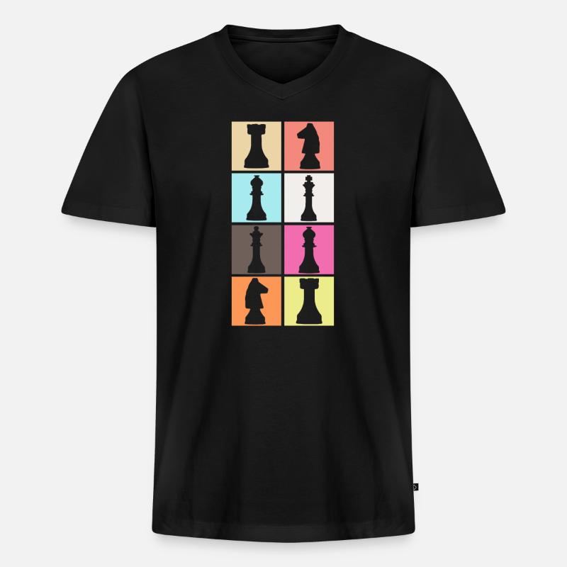 Schach - Männer Premium Bio T-Shirt mit V-Ausschnitt - Schwarz