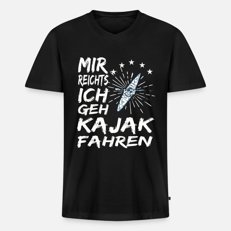 Kajak Geschenk - Männer Premium Bio T-Shirt mit V-Ausschnitt - Schwarz