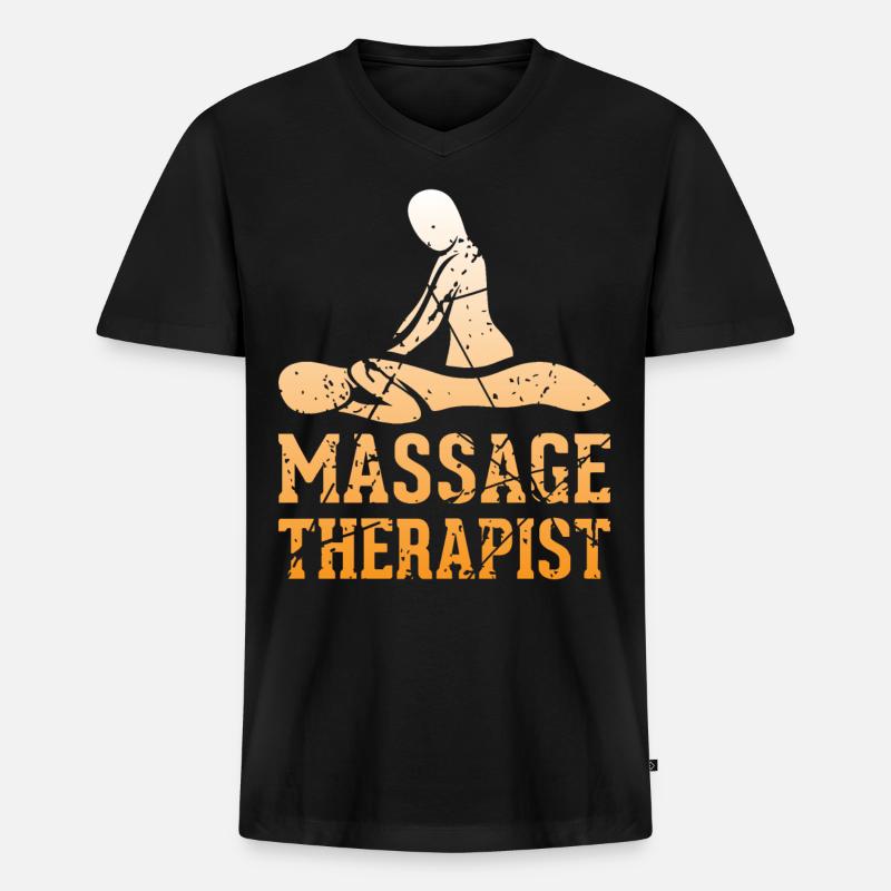 Massagetherapeutin Massagetherapie - Männer Premium Bio T-Shirt mit V-Ausschnitt - Schwarz