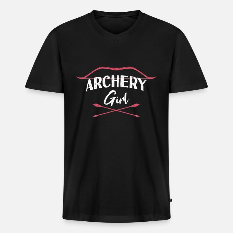Bogenschießen Mädchen - Männer Premium Bio T-Shirt mit V-Ausschnitt - Schwarz