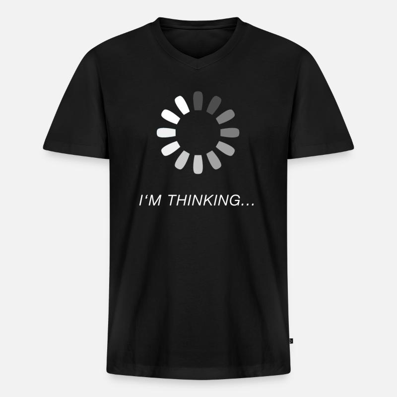 Ich denke Nerd Zocker Gehirn - Männer Premium Bio T-Shirt mit V-Ausschnitt - Schwarz