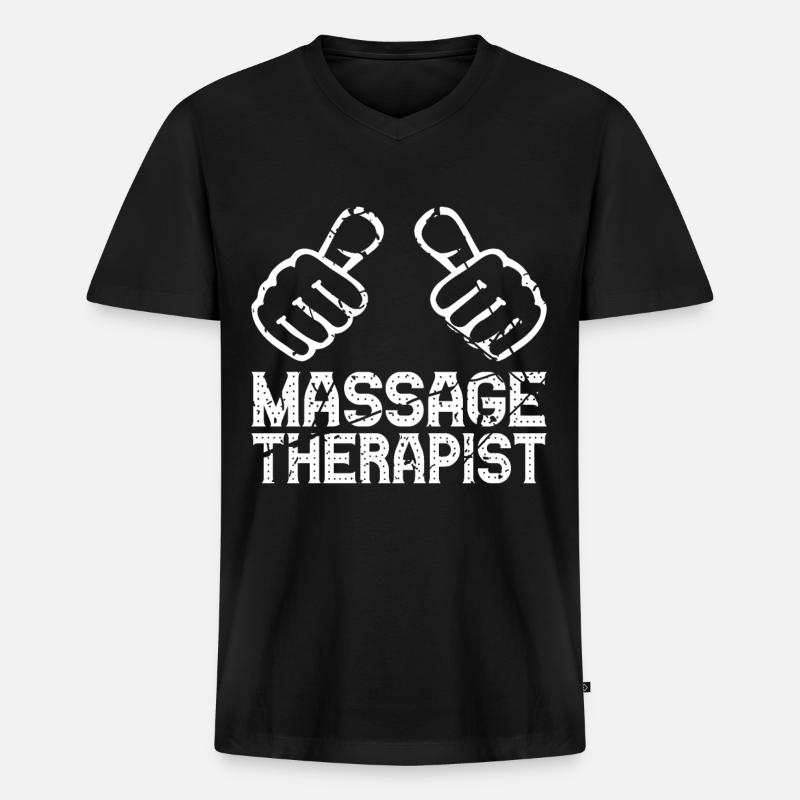 Massagetherapeut Lustige Massagetherapie - Männer Premium Bio T-Shirt mit V-Ausschnitt - Schwarz